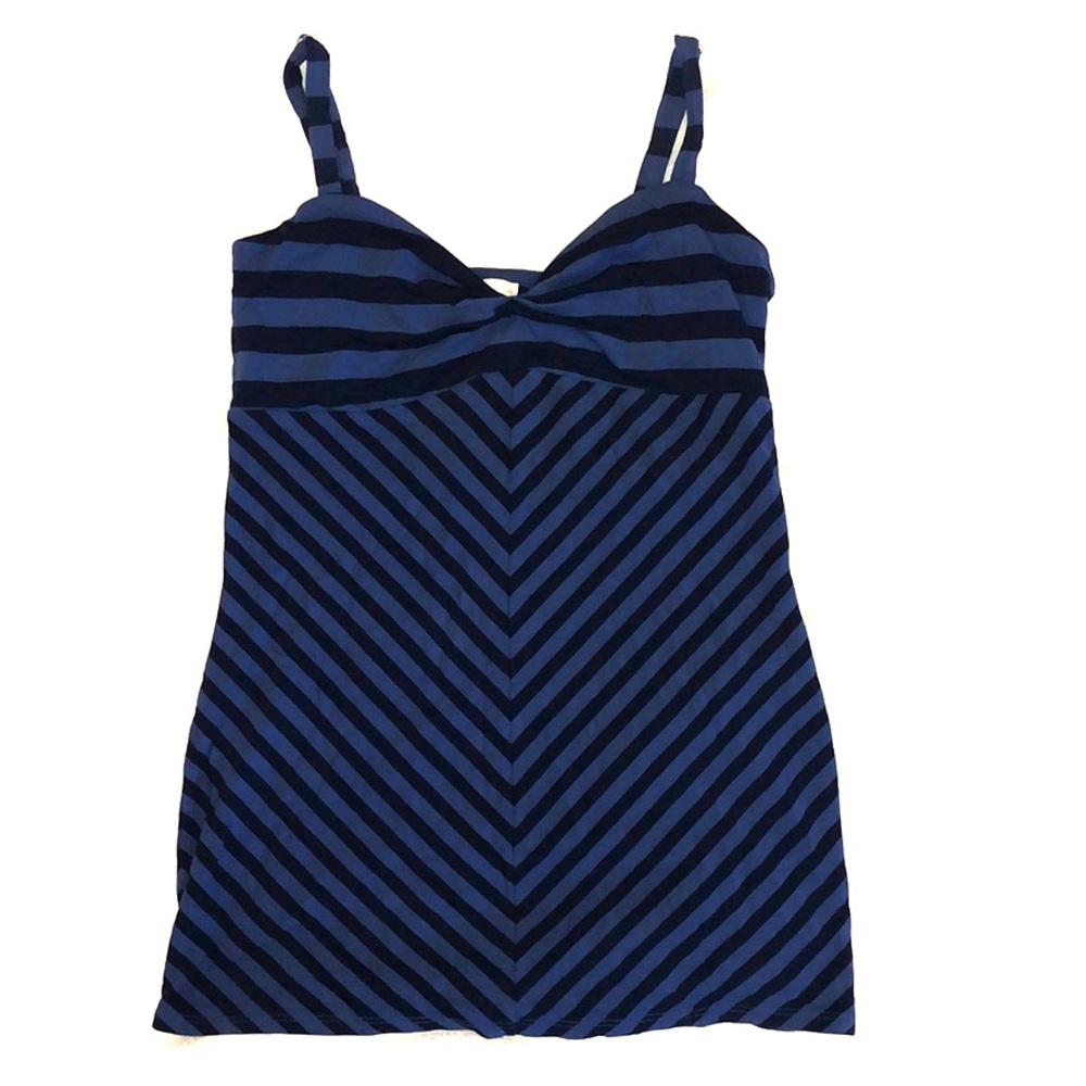 Blue stripe adjustable strap shirt